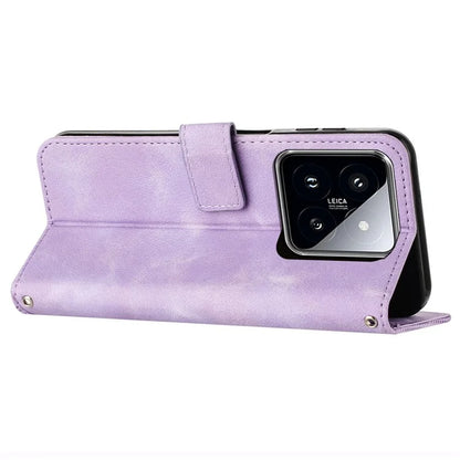 For Xiaomi 14 Case Anti-fall Triangle Imprinted PU Leather Wallet Stand Phone Cover