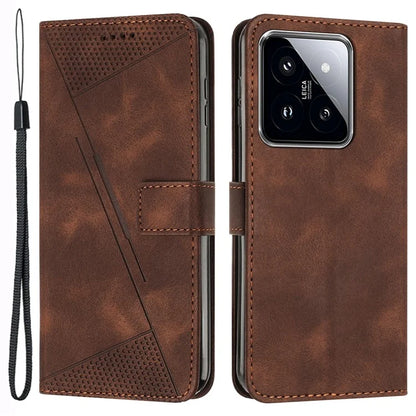 For Xiaomi 14 Case Anti-fall Triangle Imprinted PU Leather Wallet Stand Phone Cover