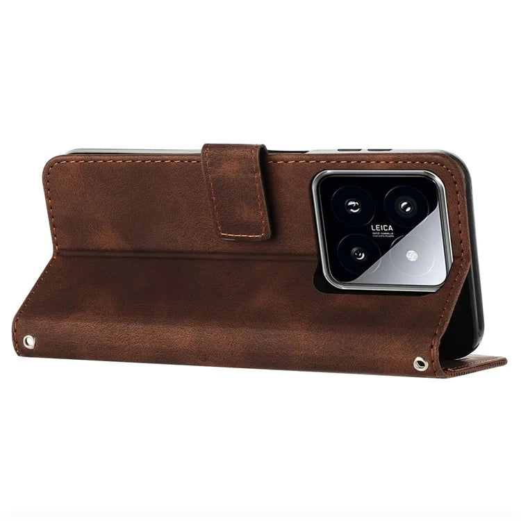 For Xiaomi 14 Case Anti-fall Triangle Imprinted PU Leather Wallet Stand Phone Cover