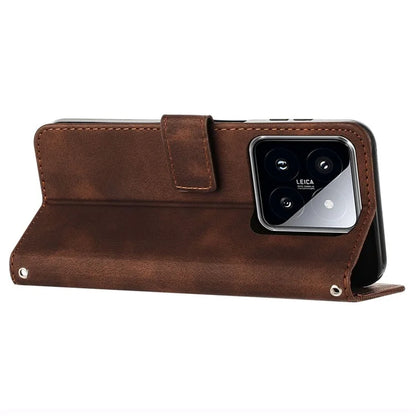 For Xiaomi 14 Case Anti-fall Triangle Imprinted PU Leather Wallet Stand Phone Cover