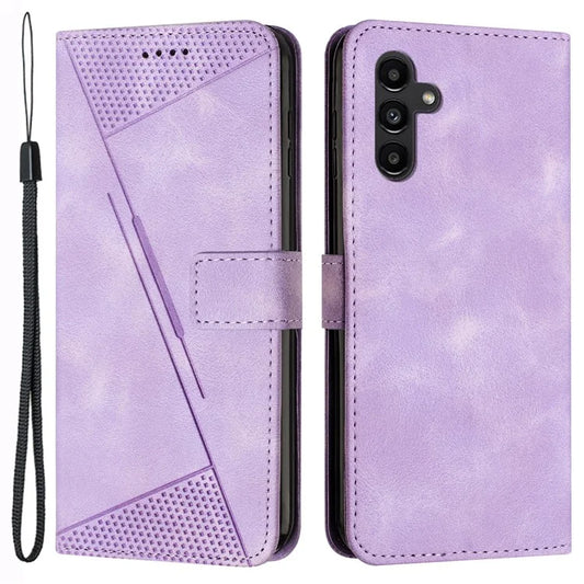For Samsung Galaxy A25 5G (Global) (161.0 x 76.5 x 8.3mm) Magnetic Case PU Leather Triangle Imprinted Wallet Smartphone Cover