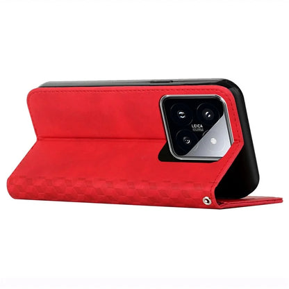 For Xiaomi 14 Cell Phone Case Imprinted Rhombus PU Leather Wallet Stand Cover