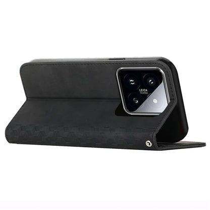For Xiaomi 14 Cell Phone Case Imprinted Rhombus PU Leather Wallet Stand Cover