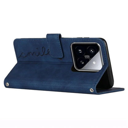 For Xiaomi 14 Cell Phone Case Heart Shape Imprinted PU Leather Stand Cover