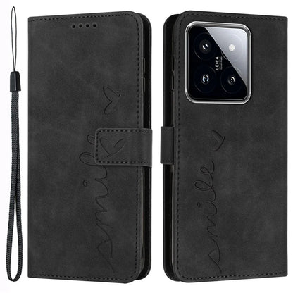 For Xiaomi 14 Cell Phone Case Heart Shape Imprinted PU Leather Stand Cover
