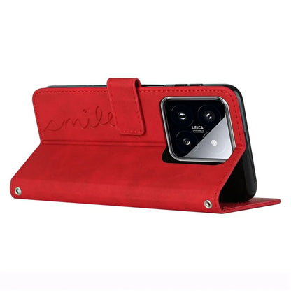 For Xiaomi 14 Cell Phone Case Heart Shape Imprinted PU Leather Stand Cover
