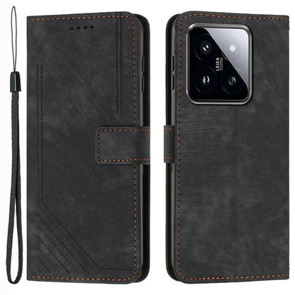 For Xiaomi 14 Stand Wallet Phone Case Skin-touch Imprinted Magnetic PU Leather Phone Cover