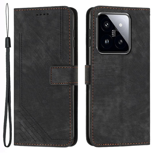 For Xiaomi 14 Stand Wallet Phone Case Skin-touch Imprinted Magnetic PU Leather Phone Cover