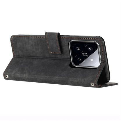 For Xiaomi 14 Stand Wallet Phone Case Skin-touch Imprinted Magnetic PU Leather Phone Cover