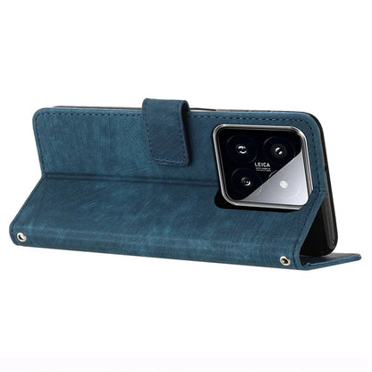 For Xiaomi 14 Stand Wallet Phone Case Skin-touch Imprinted Magnetic PU Leather Phone Cover