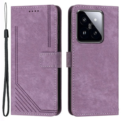 For Xiaomi 14 Stand Wallet Phone Case Skin-touch Imprinted Magnetic PU Leather Phone Cover