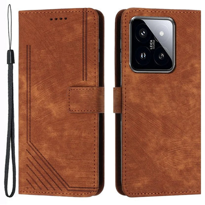 For Xiaomi 14 Stand Wallet Phone Case Skin-touch Imprinted Magnetic PU Leather Phone Cover