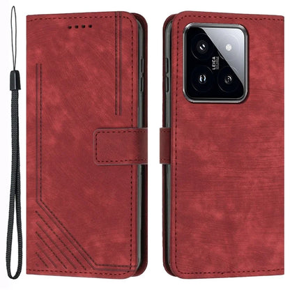 For Xiaomi 14 Stand Wallet Phone Case Skin-touch Imprinted Magnetic PU Leather Phone Cover