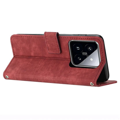 For Xiaomi 14 Stand Wallet Phone Case Skin-touch Imprinted Magnetic PU Leather Phone Cover