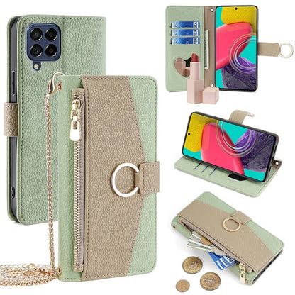 For Samsung Galaxy M53 5G Case Zipper Pocket Crossbody Phone Wallet Cover