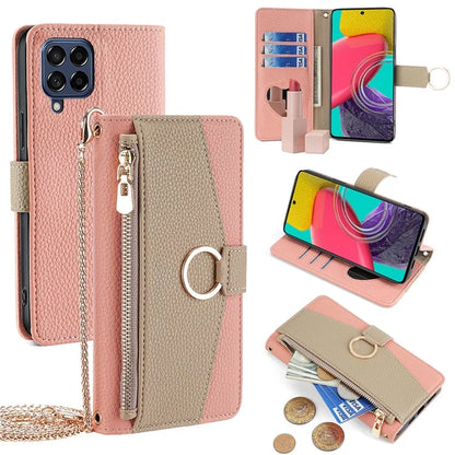 For Samsung Galaxy M53 5G Case Zipper Pocket Crossbody Phone Wallet Cover