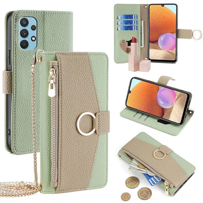 For Samsung Galaxy A32 4G (EU Version) Case PU Leather Wallet Cover with Crossbody Shoulder Strap