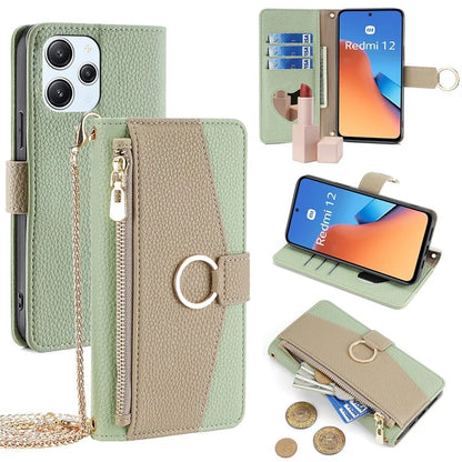 For Xiaomi Redmi 12 4G Case PU Leather Drop-proof Crossbody Phone Wallet Cover