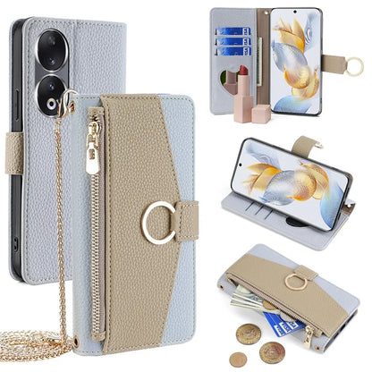 For Honor 90 Case Wallet Stand PU Leather Litchi Texture Cell Phone Protector