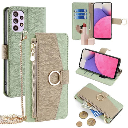 For Samsung Galaxy A33 5G Cell Phone Case Wallet PU Leather Cover with Chain Shoulder Strap
