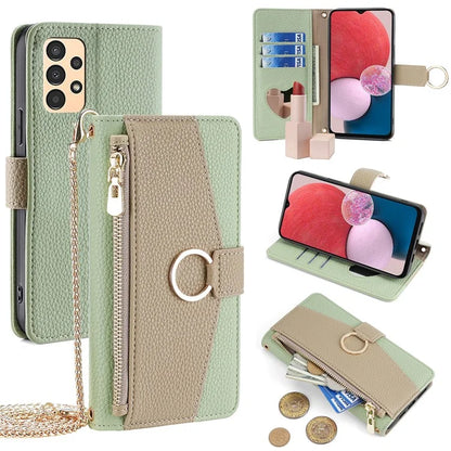 For Samsung Galaxy A13 4G Case Zipper Pocket Phone Guard Cover with Makeup Mirror