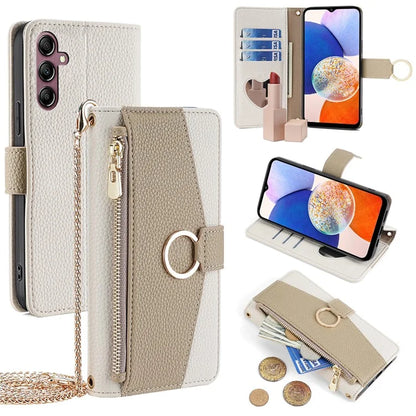 For Samsung Galaxy A14 4G / A14 5G Case Zipper Pocket Crossbody Phone Cover with Shoulder Strap