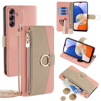 For Samsung Galaxy A14 4G / A14 5G Case Zipper Pocket Crossbody Phone Cover with Shoulder Strap
