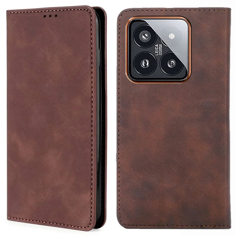 For Xiaomi 14 Pro Case Skin-Touch Feeling PU Leather Stand Card Slots Phone Cover