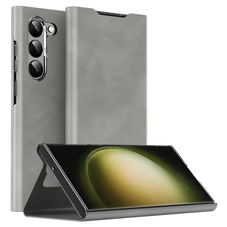 For Samsung Galaxy S21+ 5G Magnetic Phone Case Nappa Texture PU Leather+PC Cover