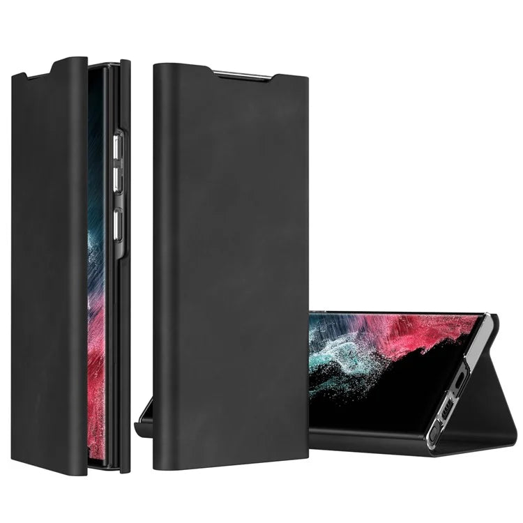 For Samsung Galaxy S21+ 5G Magnetic Phone Case Nappa Texture PU Leather+PC Cover