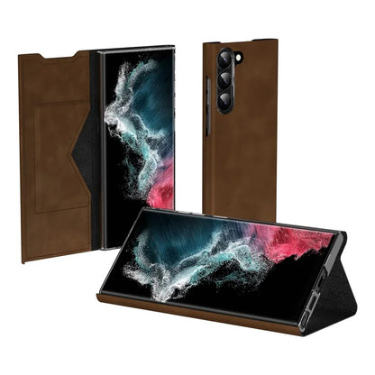 For Samsung Galaxy S21 4G / S21 5G Magnetic Case Card Holder PU Leather+PC Phone Cover