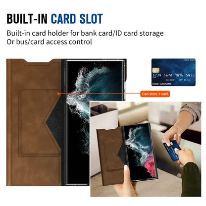 For Samsung Galaxy S21 4G / S21 5G Magnetic Case Card Holder PU Leather+PC Phone Cover