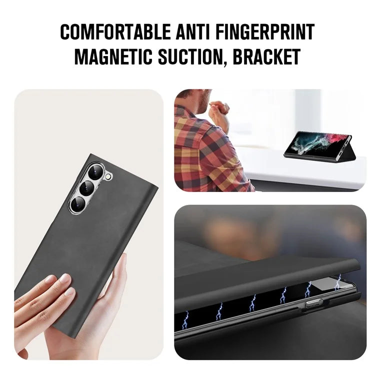 For Samsung Galaxy S21 4G / S21 5G Magnetic Case Card Holder PU Leather+PC Phone Cover