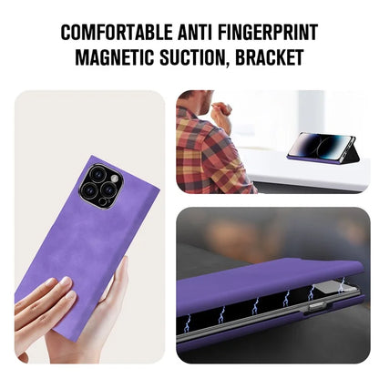 For iPhone 12 Pro Leather Case Stand Card Slots Protective Phone Cover