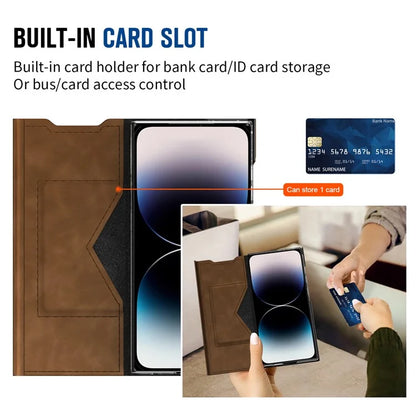 For iPhone 12 Pro Leather Case Stand Card Slots Protective Phone Cover