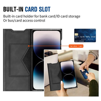 For iPhone 12 Pro Leather Case Stand Card Slots Protective Phone Cover
