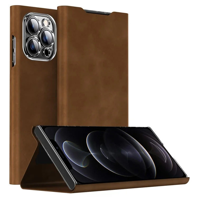 For iPhone 12 Pro Max Case Card Holder Nappa Texture Leather Phone Cover