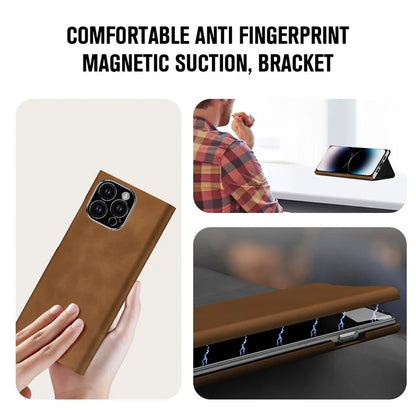 For iPhone 12 Pro Max Case Card Holder Nappa Texture Leather Phone Cover