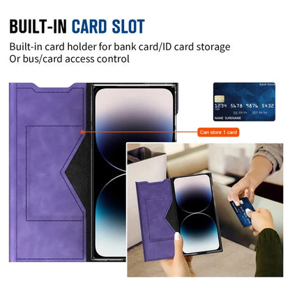 For iPhone 12 Pro Max Case Card Holder Nappa Texture Leather Phone Cover