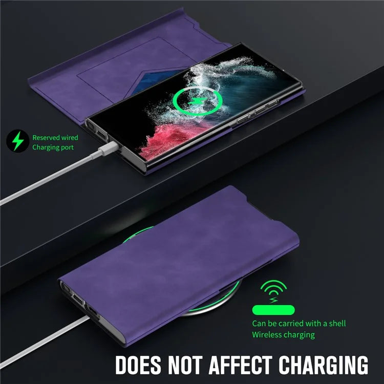 For Samsung Galaxy S23 Case Nappa Texture Leather Cover with Card Holder