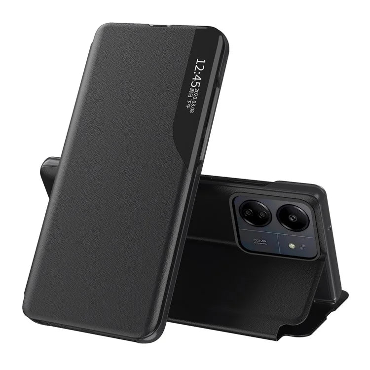 For Xiaomi Redmi 13C 4G / Poco C65 4G Leather Case View Window Stand Cover