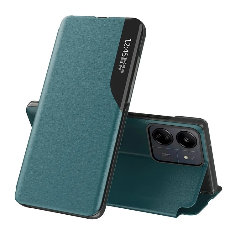 For Xiaomi Redmi 13C 4G / Poco C65 4G Leather Case View Window Stand Cover