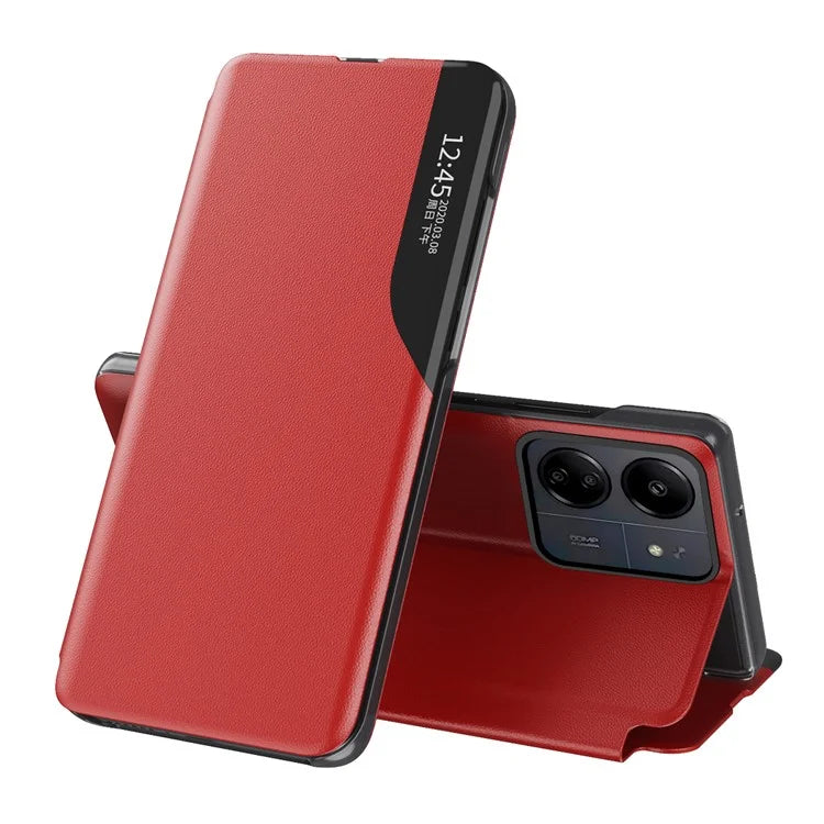 For Xiaomi Redmi 13C 4G / Poco C65 4G Leather Case View Window Stand Cover