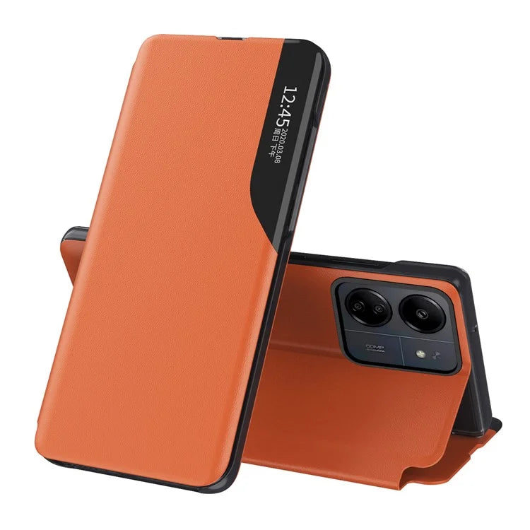 For Xiaomi Redmi 13C 4G / Poco C65 4G Leather Case View Window Stand Cover
