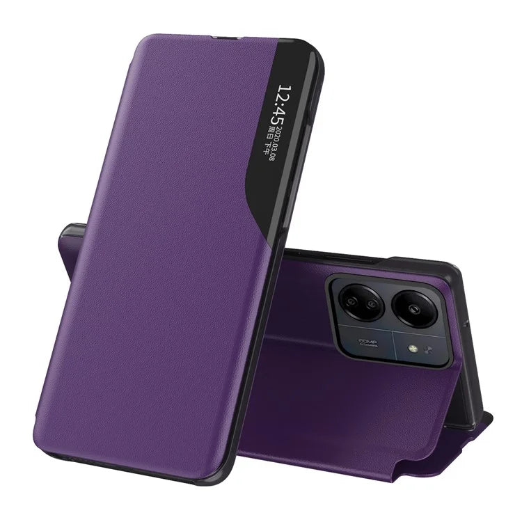 For Xiaomi Redmi 13C 4G / Poco C65 4G Leather Case View Window Stand Cover