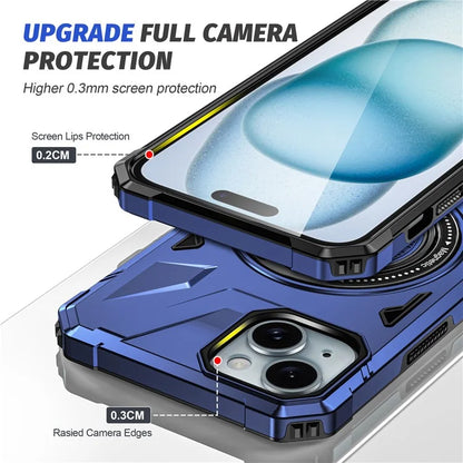 For iPhone 13 / 14 6.1 inch Magnetic Phone Case TPU+PC Kickstand Protective Cover