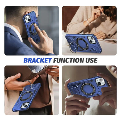 For iPhone 13 / 14 6.1 inch Magnetic Phone Case TPU+PC Kickstand Protective Cover