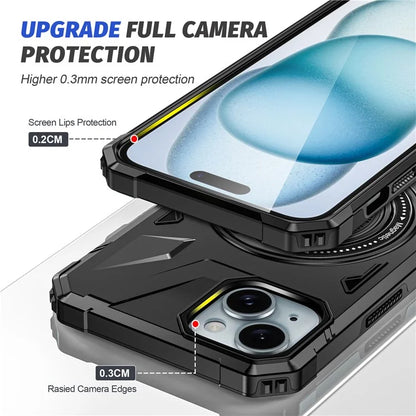 For iPhone 13 / 14 6.1 inch Magnetic Phone Case TPU+PC Kickstand Protective Cover
