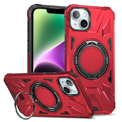 For iPhone 13 / 14 6.1 inch Magnetic Phone Case TPU+PC Kickstand Protective Cover
