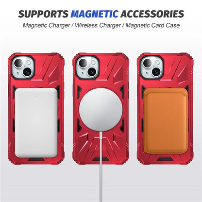 For iPhone 13 / 14 6.1 inch Magnetic Phone Case TPU+PC Kickstand Protective Cover